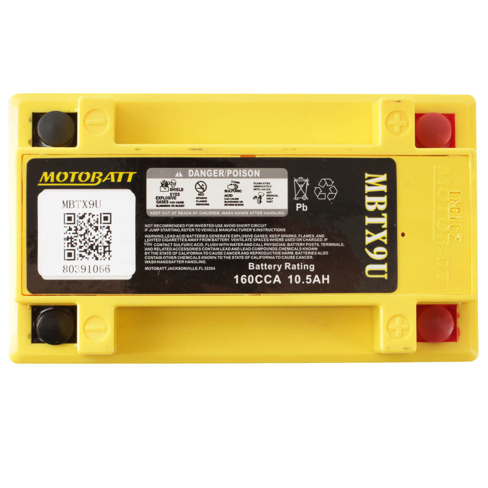 MBTX9U Motobatt AGM Motorcycle Battery 12v 10.5Ah 160CCA (YTX9-BS