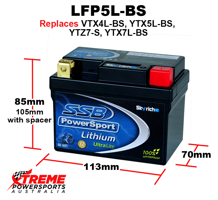 SSB 12V 140CCA LFP5L-BS Kawasaki KLX110L 2014-2018 Lithium Battery 