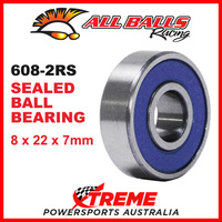 All Balls 608-2RS 8x22x7mm Sealed Ball Bearing ABEC-3 Triple Lip Seal