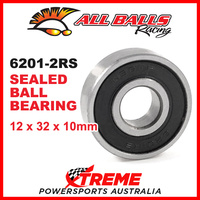 All Balls 6201-2RS 12x32x10mm Sealed Ball Bearing ABEC-3 Triple Lip Seal