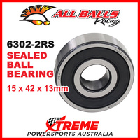 All Balls 6302-2RS 15x42x13mm Sealed Ball Bearing ABEC-3 Triple Lip Seal