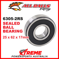 All Balls 6305-2RS 25x62x17mm Sealed Ball Bearing ABEC-3 Triple Lip Seal