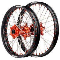 Axiom 21/18 Black/Orange Wheel Set w/ Orange Nipples for Gas-Gas EC250 2021-2024