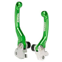 Axiom Green Brake & Clutch Flex Pivot Lever Set for Kawasaki KLX450F 2008-2024