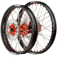 Axiom 21/18 Black/Orange Wheels Set + Discs for Husqvarna TE250 2014-2024