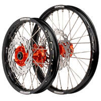 Axiom 17/14 Black/Orange Wheels Set + Discs for Husqvarna TC85 2021-2024