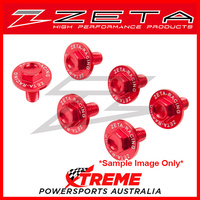 Zeta Kawasaki KX125/250 2005-2008 6pcs Red Aluminium Fork Guard Bolt Set ZE88-9202