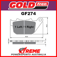 HD XL 883 R Roadster 10-13 Goldfren Sintered Dual Sport Rear Brake Pads GF274S3