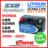 SSB 12V LITHIUM ULTRALITE 400 CCA BATTERY HONDA CBR929RR CBR954RR 2000-2003 MOTO