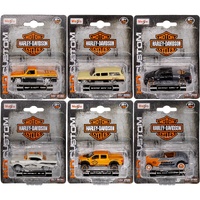 1.64 Maisto Harley Davidson Custom Cars (6/Pack) Bike Models