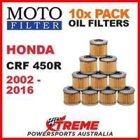 10 PACK MOTO MX DIRT BIKE OIL FILTERS HONDA CRF450R CRF 450R 2002-2016 MOTOCROSS