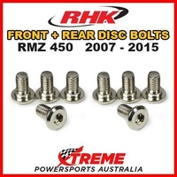 RHK MX FRONT + REAR HEAVY DUTY BRAKE DISC BOLTS for Suzuki RMZ450 RM Z450 2007-2015