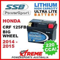 SSB 12V LITHIUM ULTRALITE 220 CCA BATTERY HONDA CRF125FB BIG WHEEL 2014-2015 MX