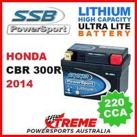 SSB 12V LITHIUM ULTRALITE 220 CCA BATTERY HONDA CBR300R CBR 300R 2014 MOTORCYCLE