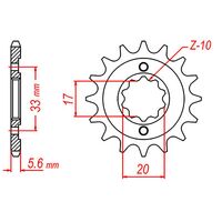 MTX 14 Tooth Front Sprocket for Kawasaki KX250F 2004-2005