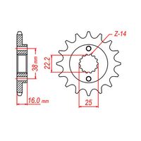 MTX 16 Tooth Front Sprocket for Ducati 600 SS 1993-1999