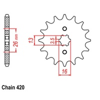 Supersprox 14 Tooth Steel Front Sprocket for Yamaha DT80 1977-1983