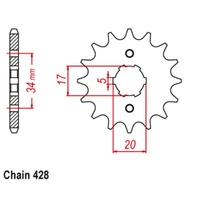 Supersprox 14 Tooth Steel Front Sprocket for Honda CB125E 2012-2021