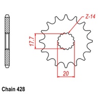 Supersprox 14 Tooth Steel Front Sprocket for Yamaha YZ65 2019-2021