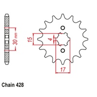 Supersprox 13 Tooth Steel Front Sprocket for Honda CRF100F 2004-2015