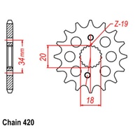 Supersprox 14 Tooth Steel Front Sprocket for Honda CRF150R SMALL WHEEL 2007-2018