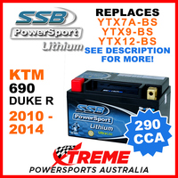 SSB 12V 290 CCA KTM 690 Duke R 2010-2014 LFP14H-BS Lithium Battery