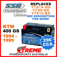 SSB 12V 290 CCA KTM 400 GS 1994-1995 LFP14H-BS Lithium Battery