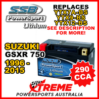 SSB 12V 290 CCA For Suzuki GSX-R750 GSX-R 750 1996-2015 LFP14H-BS Lithium Battery