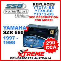 SSB 12V 290 CCA Yamaha SZR660 SZR 660 1997-1998 LFP14H-BS Lithium Battery