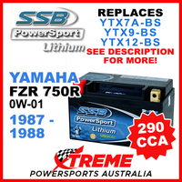 SSB 12V 290 CCA Yamaha FZR750R 0W-01 1987-1988 LFP14H-BS Lithium Battery