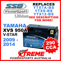 SSB 12V 290 CCA Yamaha XVS950A V-Star 2009-2014 LFP14H-BS Lithium Battery