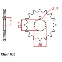 Supersprox 15 Tooth Steel Front Sprocket for Kawasaki GPZ750 R1 Twin Shock 1982