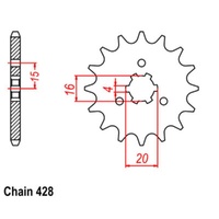 Supersprox 14 Tooth Steel Front Sprocket for Kawasaki KD80 1980-1983