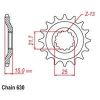 Supersprox 15 Tooth Steel Front Sprocket for Kawasaki GPZ750 Unitrack 1983-1984