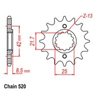 Supersprox 13 Tooth Steel Front Sprocket for Honda XR600R 1991-2000