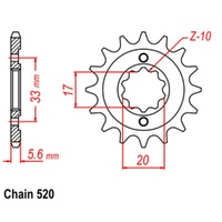 Supersprox 13 Tooth Steel Front Sprocket for Kawasaki KX250F 2004-2005