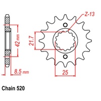 Supersprox 13 Tooth Steel Front Sprocket for Honda TRX400X 2012-2014