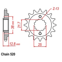 Supersprox 14 Tooth Steel Front Sprocket for Kawasaki KLR650 1990-2023