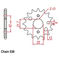 Supersprox 13 Tooth Steel Front Sprocket for Kawasaki GPZ550 1981