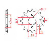 Supersprox 14 Tooth Steel Front Sprocket for Cagiva 1000 Xtra Raptor 2001-2005