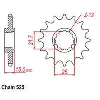 Supersprox 15 Tooth Steel Front Sprocket for Kawasaki ZX6R 1995-1997