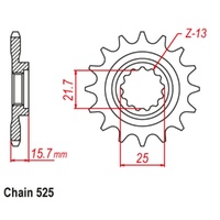 Supersprox 15 Tooth Steel Front Sprocket for Kawasaki ZX6R 1999-2000