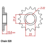 Supersprox 14 Tooth Steel Front Sprocket for Yamaha TT600R 1998-2004