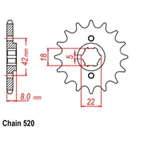 Supersprox 13 Tooth Steel Front Sprocket for Suzuki PE250 1978-1979