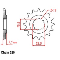 Supersprox 13 Tooth Steel Front Sprocket for Suzuki DR250 1982-1987