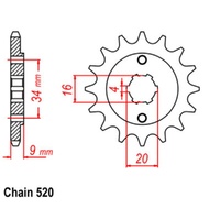 Supersprox 13 Tooth Steel Front Sprocket for Hyosung GT250 2005-2011