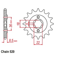 Supersprox 15 Tooth Steel Front Sprocket for Yamaha XT250T 1986