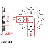 Supersprox 15 Tooth Steel Front Sprocket for Honda MR250 1976