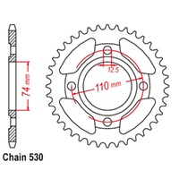 Supersprox 39 Tooth Steel Rear Sprocket for Yamaha XS500 (ALLOY WHEEL) 1976