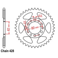 Supersprox 51 Tooth Steel Rear Sprocket for Yamaha TY125 1980-1983